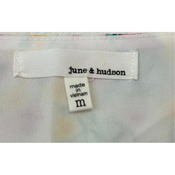 Boho Feminine Coquette Blouse Floral Ruffle Semi-Sheer Sleeve Med June & Hudson‎ - Picture 6 of 6